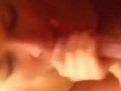 Hard knob discharges cum on her face