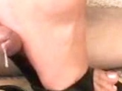 Homemade shoe fetish footjob from a skilled woman