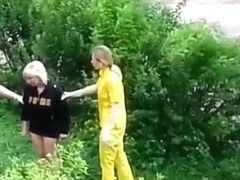 Ambulance picks up lady passed out in the grass