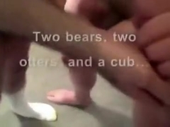 two Bears, two Otters and Cub Play and Cum