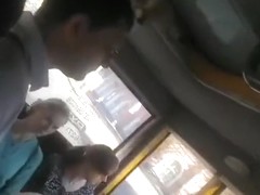 Guy in the bus films young babe's huge rack