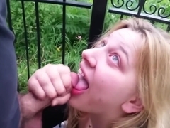 Blued Eyed Blondie Takes Cum Facial In Public Park (extended)