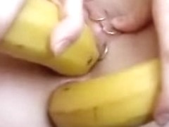 Rubbing my fuck holes with bananas
