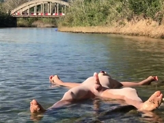 Well hung floating at the river