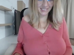 Blonde Milf Secretary teasing your big cock while on webcam
