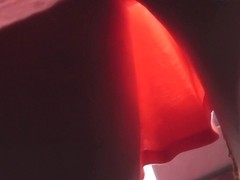 Voyuer upskirt action by fatty woman in sexy thong