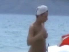 Hidden beach camera video of two sexy mature nudist women
