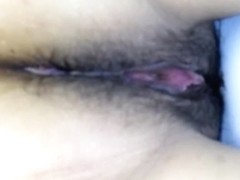 Erotic pink slit which is moist between hairy nub lips nrh014 00