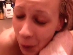 Rita in blonde gal sucks dick in a hot amateur home porn