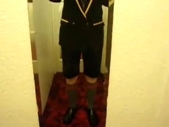 Spanking and Wanking myself in my school uniform with cum