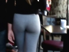 A non-nude video of a teen hottie in grey yoga pants