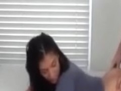 Homemade video of a hot Latina couple fucking and blowjob