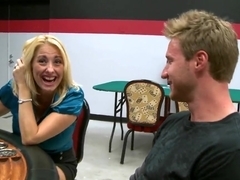 Cool blonde likes to be drilled by strong young men