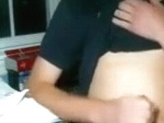 An 18 year old eagle masturbates behind his desk