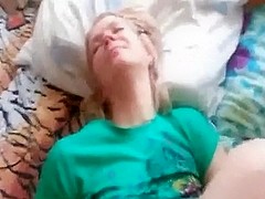 Creampie inside my blonde wifes pussy hole