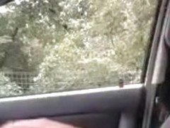 Man sitting in the car flashing his cock to passing by girl