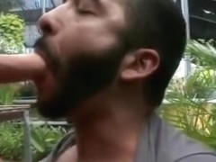 Bearded farmer gives a blowjob