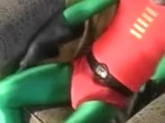 Guys in superhero attire fucking ass