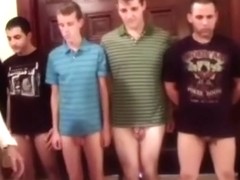 Straight guys made to strip by fraternity brothers