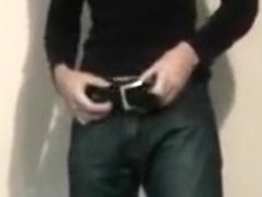 Hot boy in jeans playing with his cock