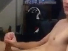 Straight 19yo college boyjerks his uncut cock cumshot