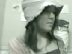 Sexy doll in hat on the spy cam toilet horny video