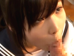 Lusty Japanese AV Model hot schoolgirl masturbating in classroom