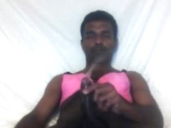 Indian boy in bra and thong peeing on his own face