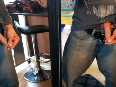 Piss (& foreskin play) in front two mirrors #14