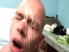 Anal hole pounding ends with huge facial