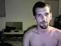 Nice-looking BF is having fun at home and shooting himself on webcam