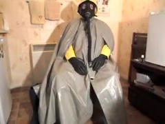 Grey oilskin/pvc cape stroke.