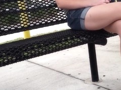 Candid crossed legs bouncing