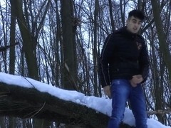 Winter jerking off on the tree