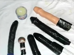 Six dildos on fuck machine in five minutes