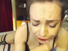 Tiny tit slut brutal deepthroat gagging submission romanian camgirl sandra