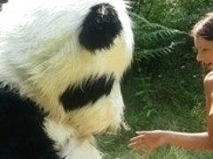 sex in the woods with a massive toy panda