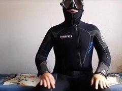 Wanking in a wetsuit