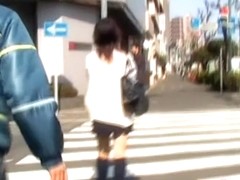College girl got skirt sharked on the pedestrian crossing
