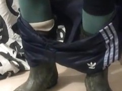 nlboots - editing some vids, me in shorts, socks and boots