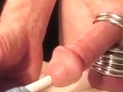 Close-up orgasm with urethral vibrator