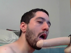 Suck And Fuck Bandit Dildo While In Chastity