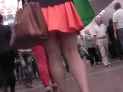 It wasn't hard to upskirt this girl on platform shoes