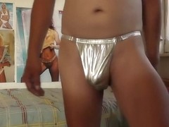 sexy stripper string in silber