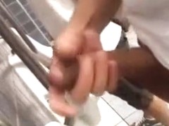 Jerk off in a restroom