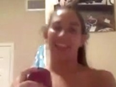 girl fucks huge dildo and fists herself