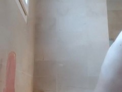 Hot dildo play in the bathroom