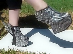 Extreme Wedge Silver Spiked Ankle Boots
