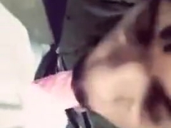 Hot black girl pegging her mans ass and mouth in public