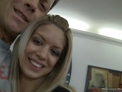 Blonde masturbates until climax with a fucking dildo